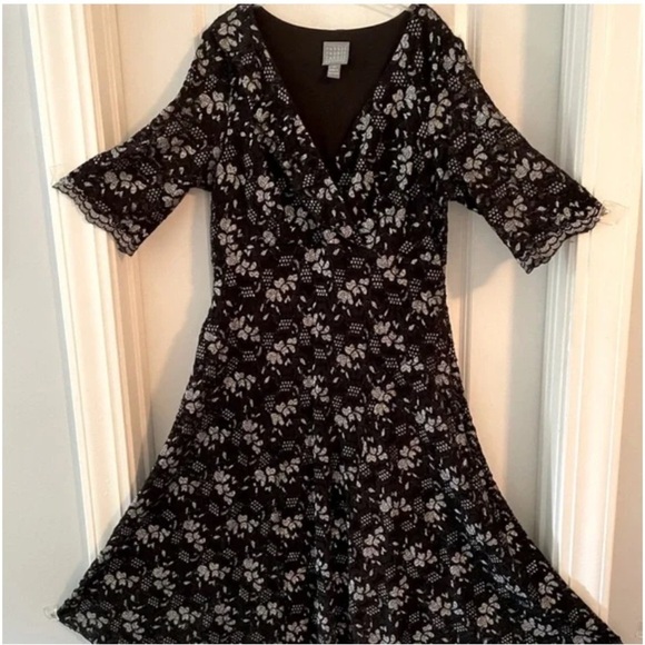 Rabbit Rabbit Rabbit Designs Fit & Flare Cocktail Dress Size 12 Black Silver - Picture 13 of 13